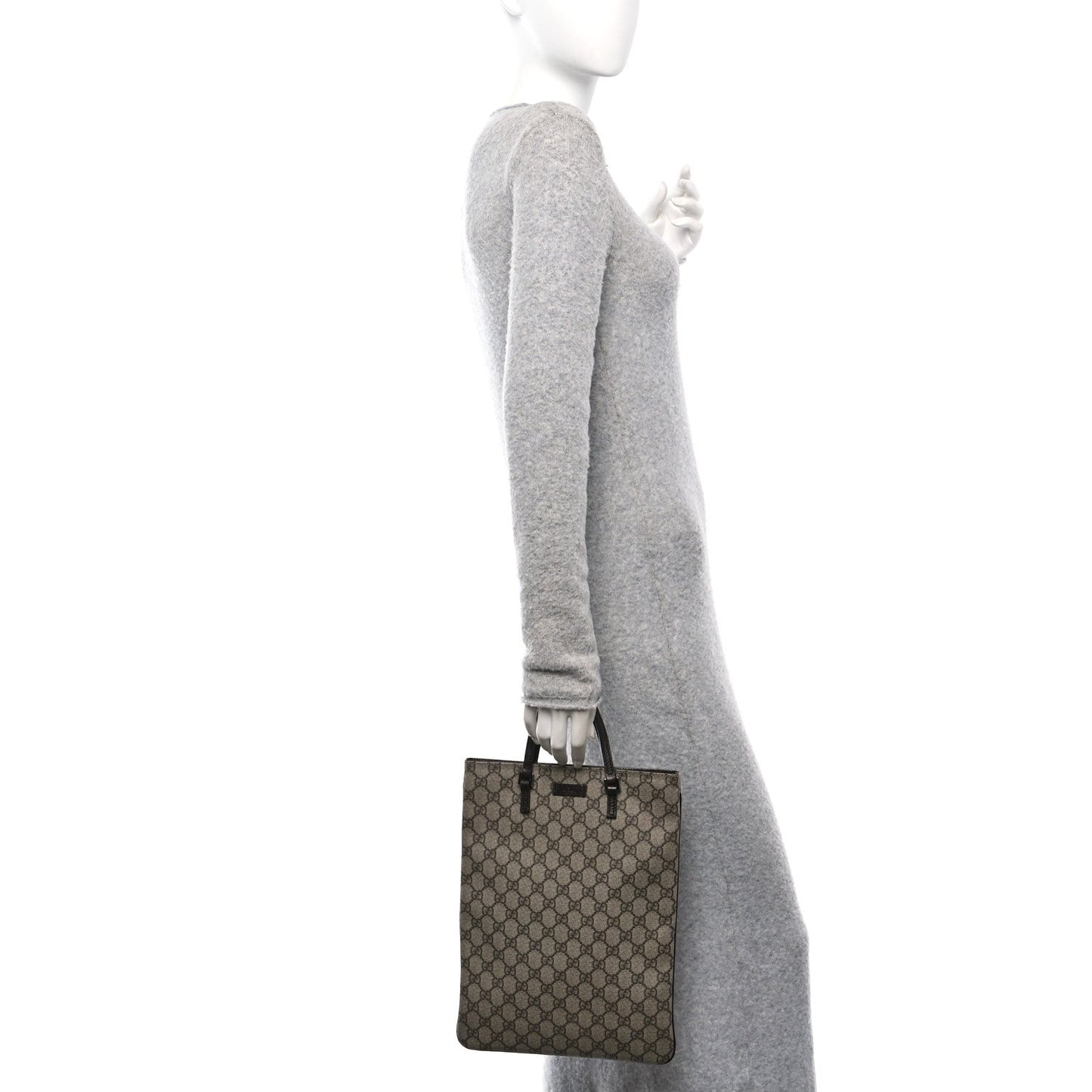 Gucci GG Monogram Plus Flat Vertical Coated Canvas Tote Bag  - Dark Brown