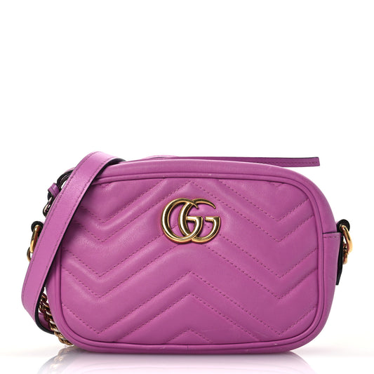 Gucci Mini GG Marmont Matelasse Calfskin Chain Shoulder Bag - Porcelain Rose