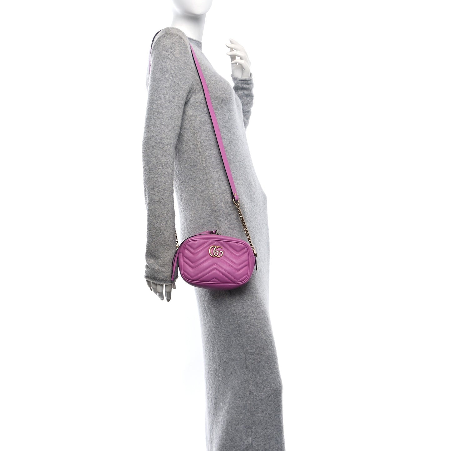 Gucci Mini GG Marmont Matelasse Calfskin Chain Shoulder Bag - Porcelain Rose