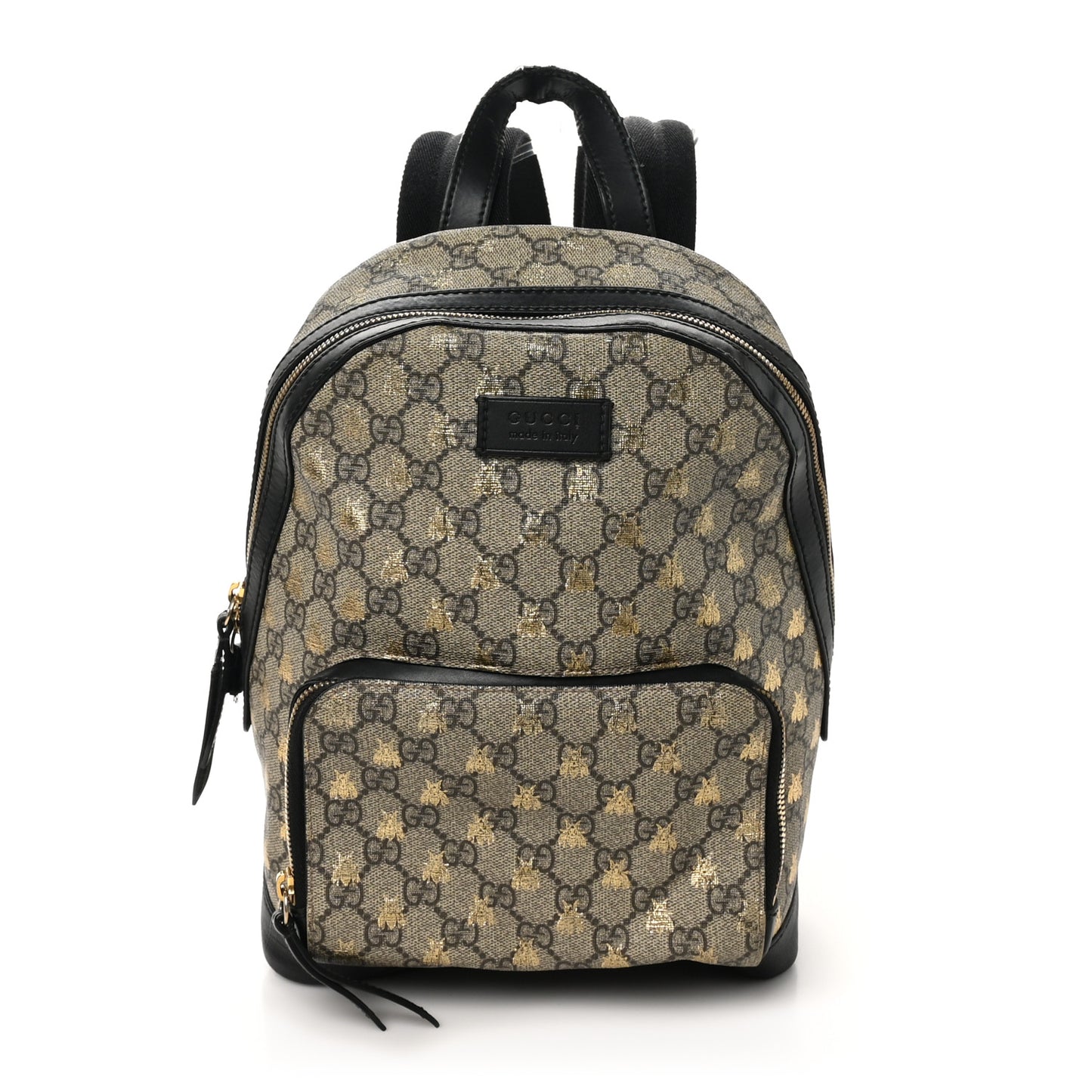 Gucci GG Supreme Monogram Bees Print Small Day Backpack - Beige, Gold & Black