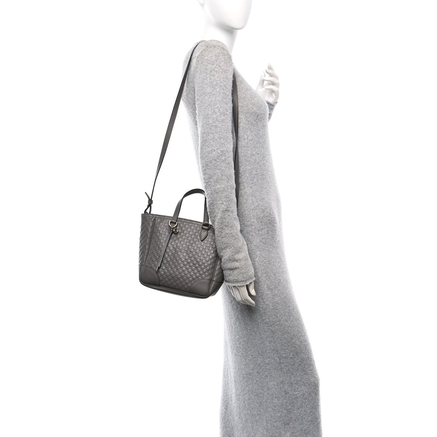 Gucci Microguccissima Small Bree Tote Leather Bag - Graphite