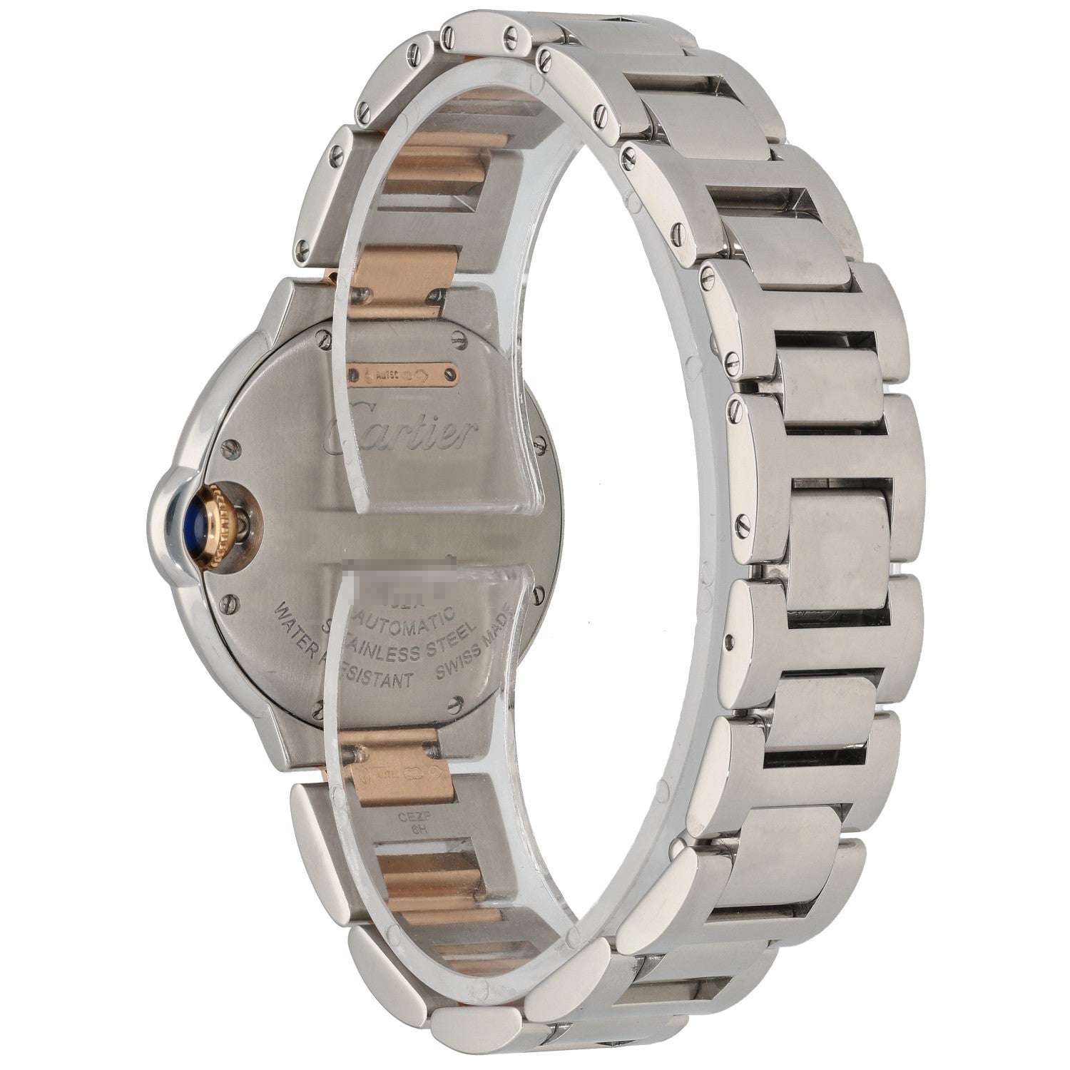 Cartier Ballon Bleu W3BB0006 bi-colour automatic watch with a champasgne coloured dial, bezel and silver link bracelet