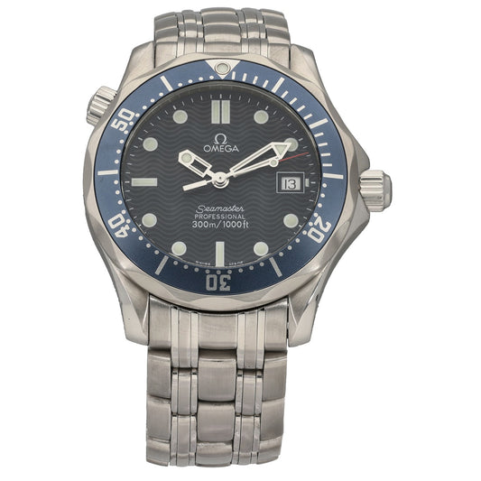 Omega Seamaster 2561.80.00 Stainless steel wristwatch with blue dial and bracelet, Quartz movement