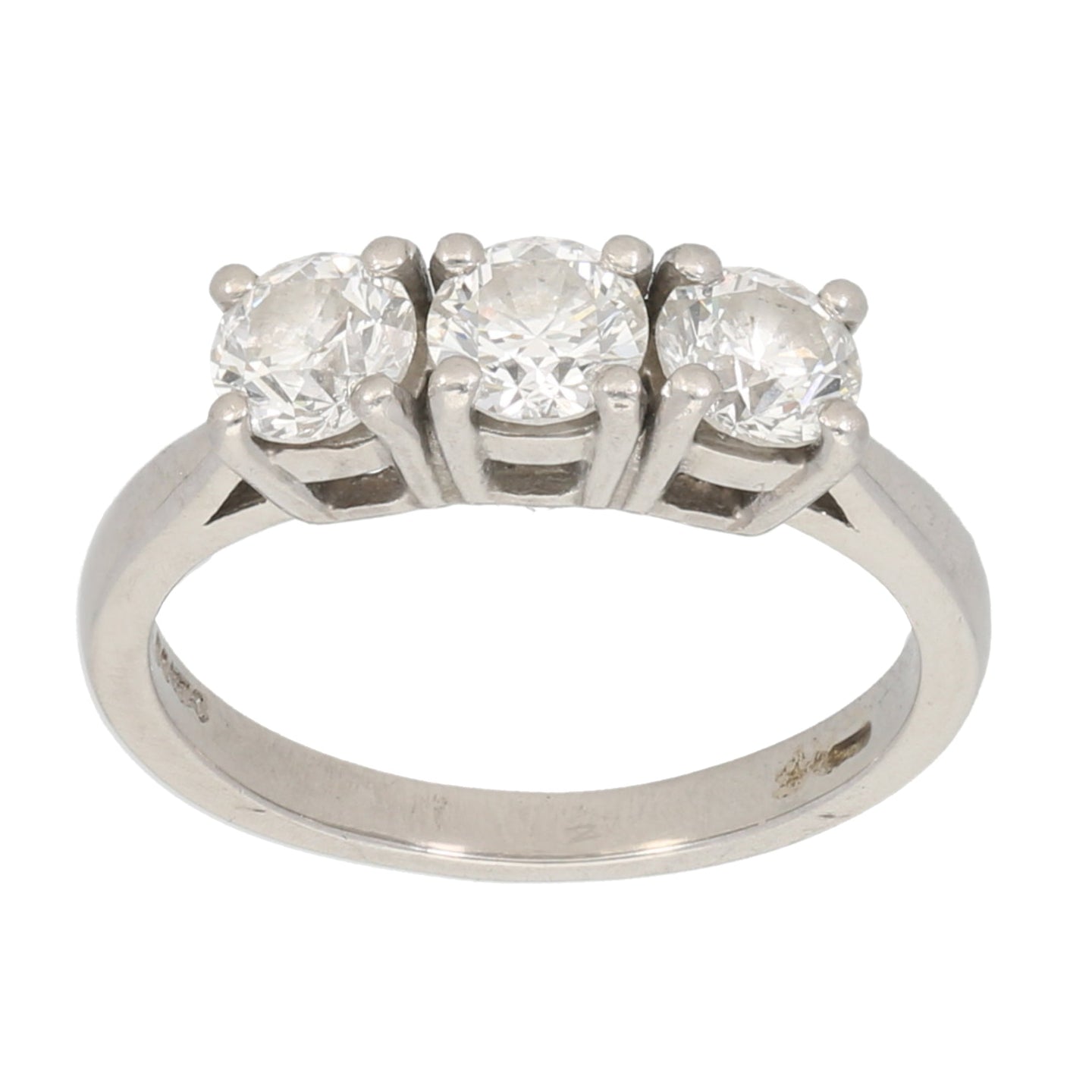 Platinum 0.93ct Diamond Ladies Trilogy Ring Size K