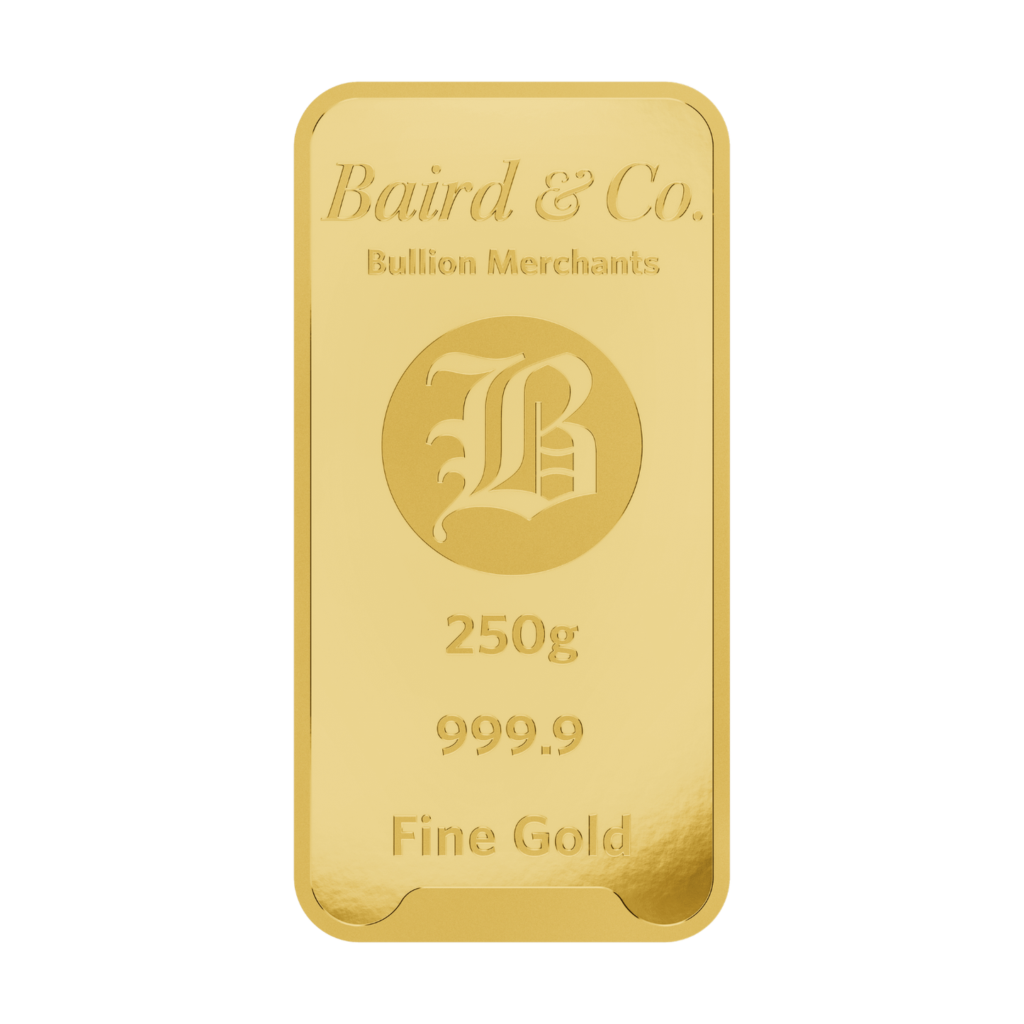 New Baird & Co 24ct 250g Gold Minted Bar