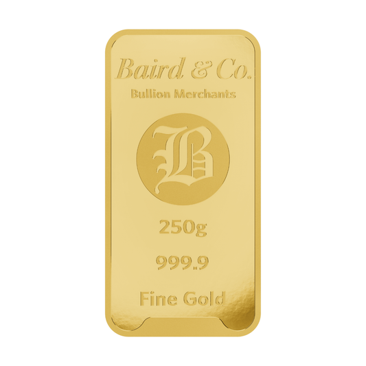 New Baird & Co 24ct 250g Gold Minted Bar