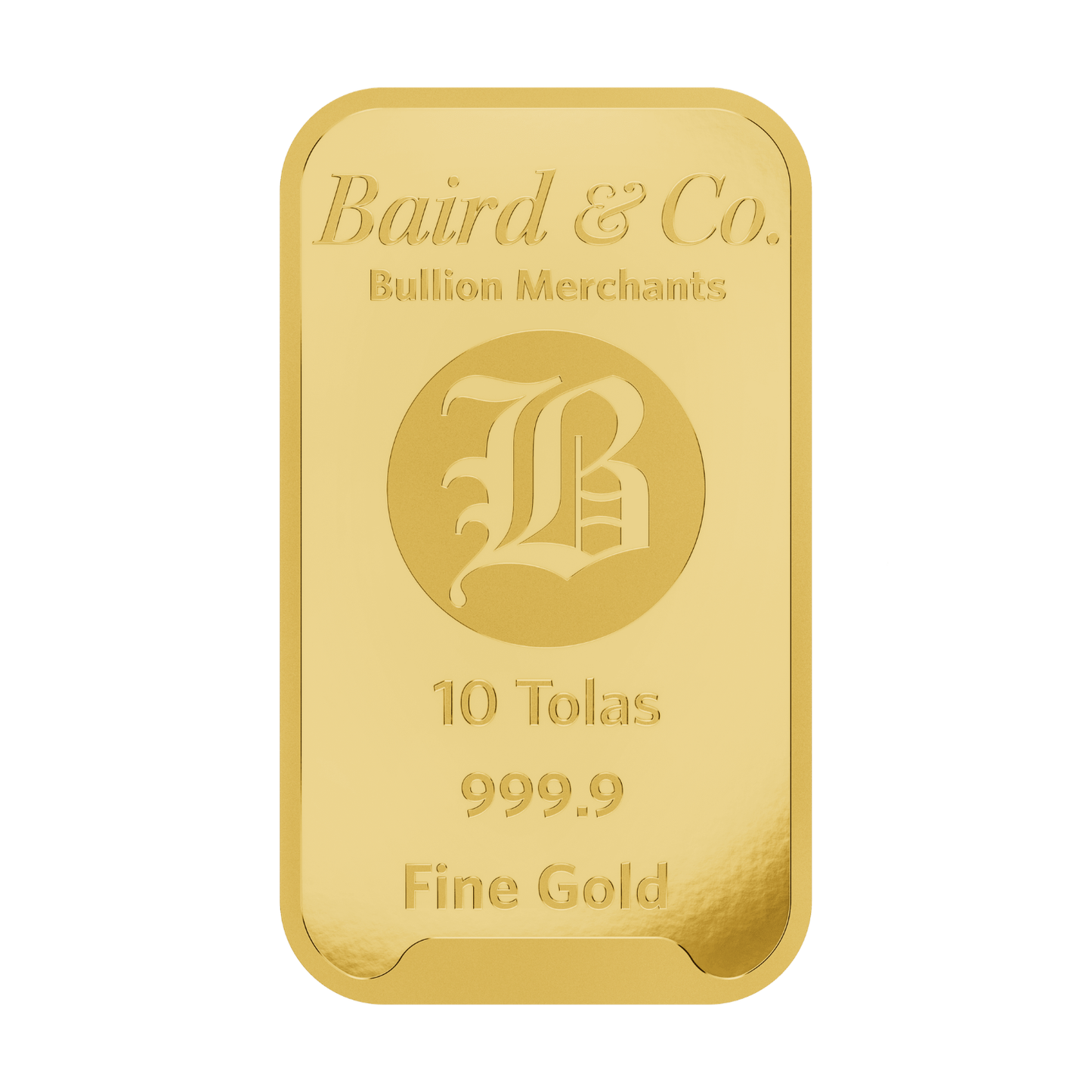 New Baird & Co 24ct 10 Tolas Gold Minted Bar