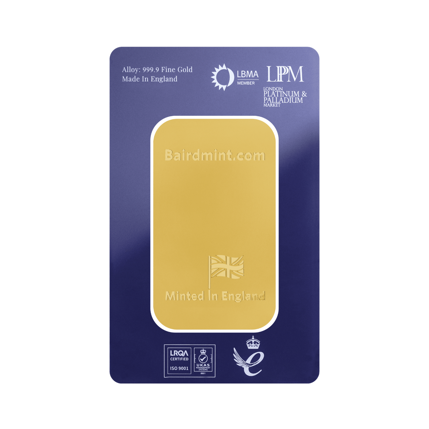 New Baird & Co 24ct 50g Gold Minted Bar