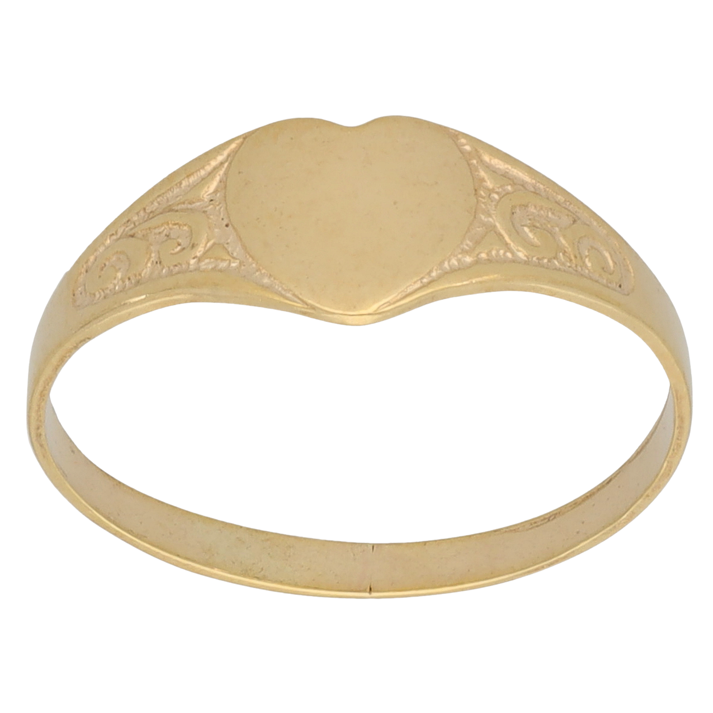 New 9ct Gold Kids Heart Signet Ring Size F-J