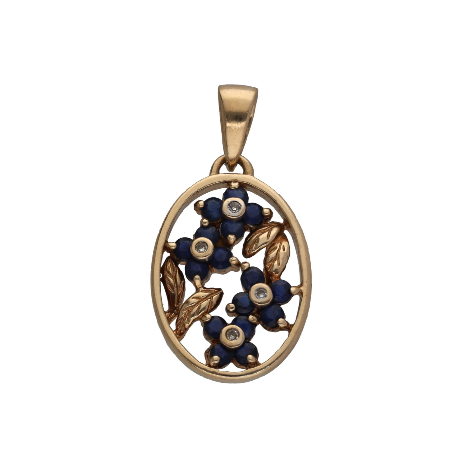 9ct Gold Sapphire & 0.02ct Diamond Dress/Cocktail Pendant