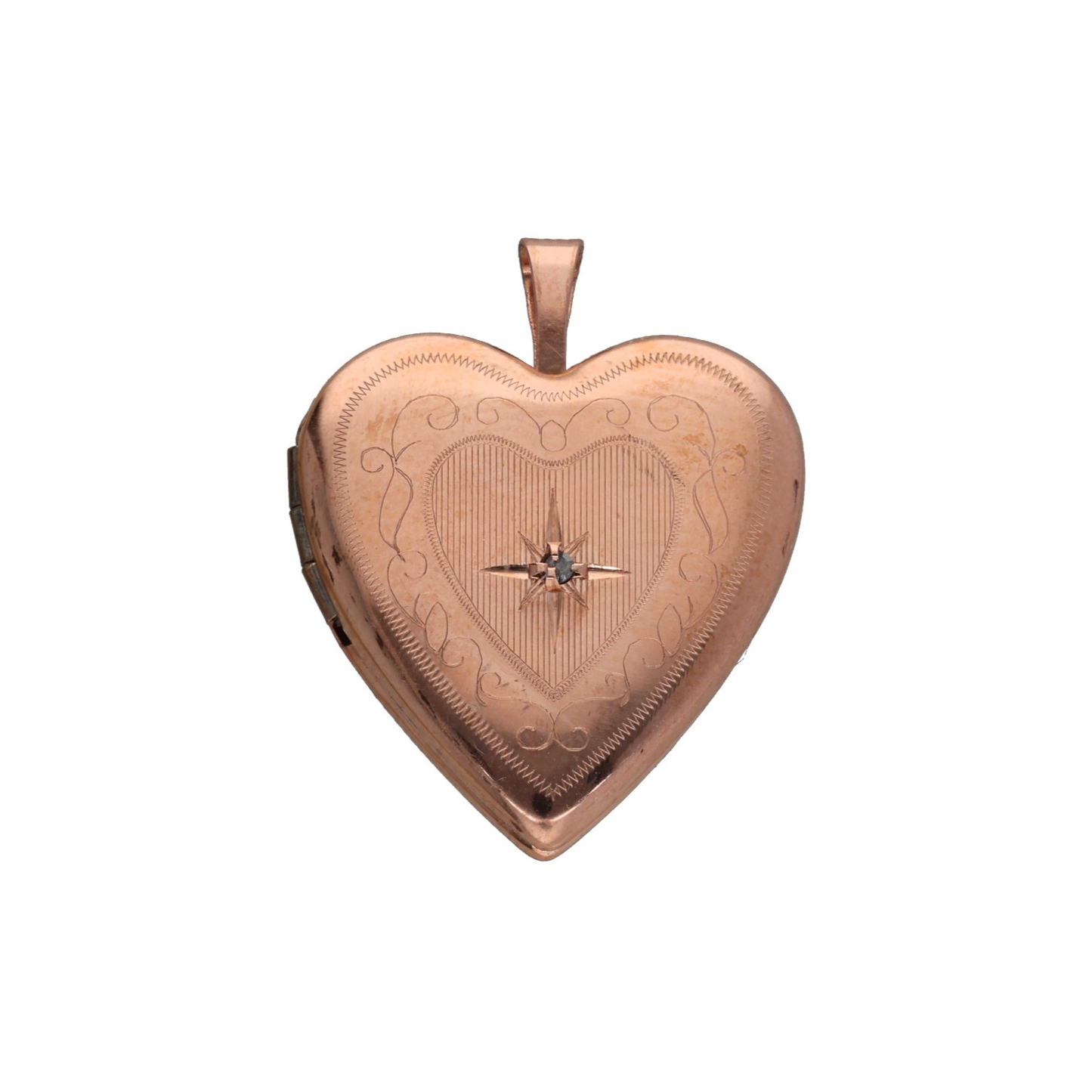 9ct Rose Gold 0.005ct Diamond Heart Locket Pendant