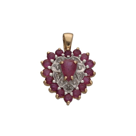 9ct Gold Ruby & 0.025ct Diamond Dress/Cocktail Pendant