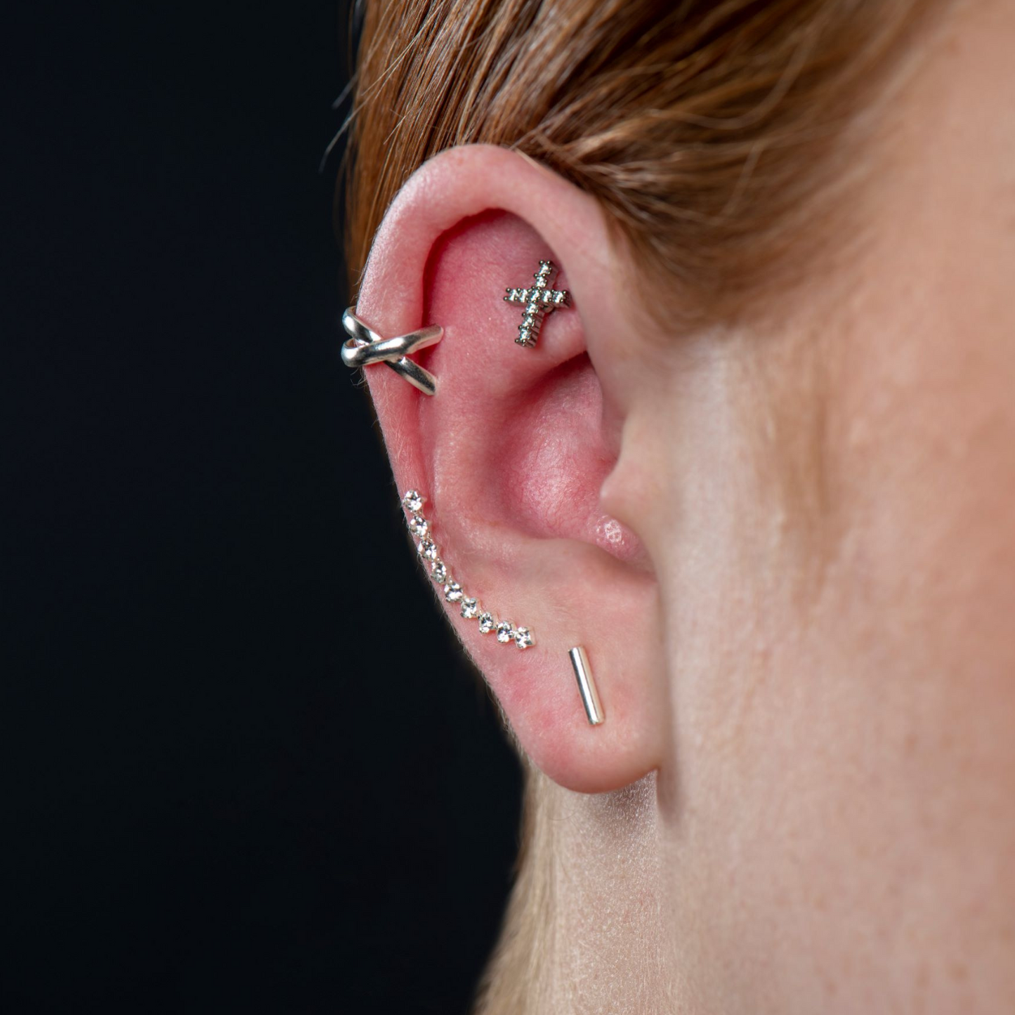 New Cross & Crawler Earring Stack Set