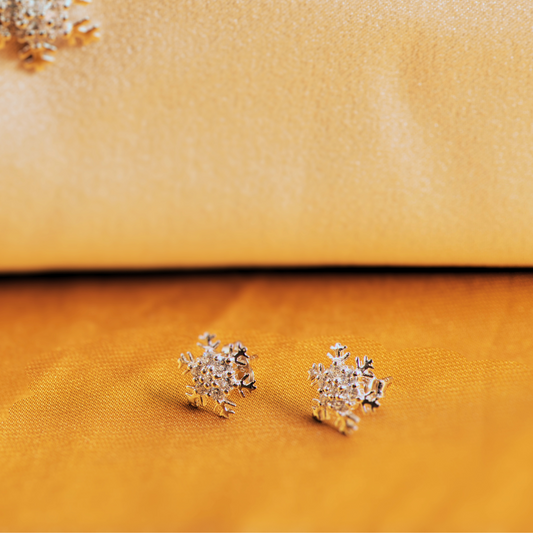 New Sterling Silver Cubic Zirconia Snowflake Stud Earrings