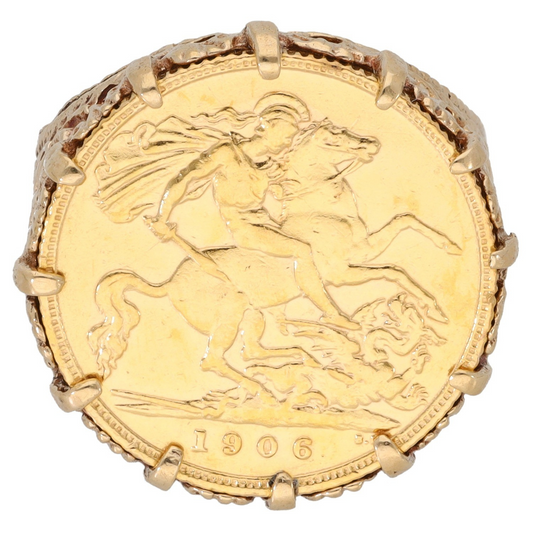 9ct Gold Coin Ring Size O