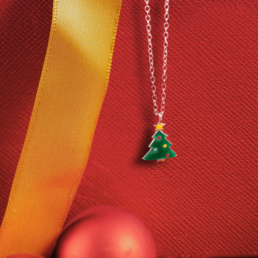 New Sterling Silver Christmas Tree Necklace