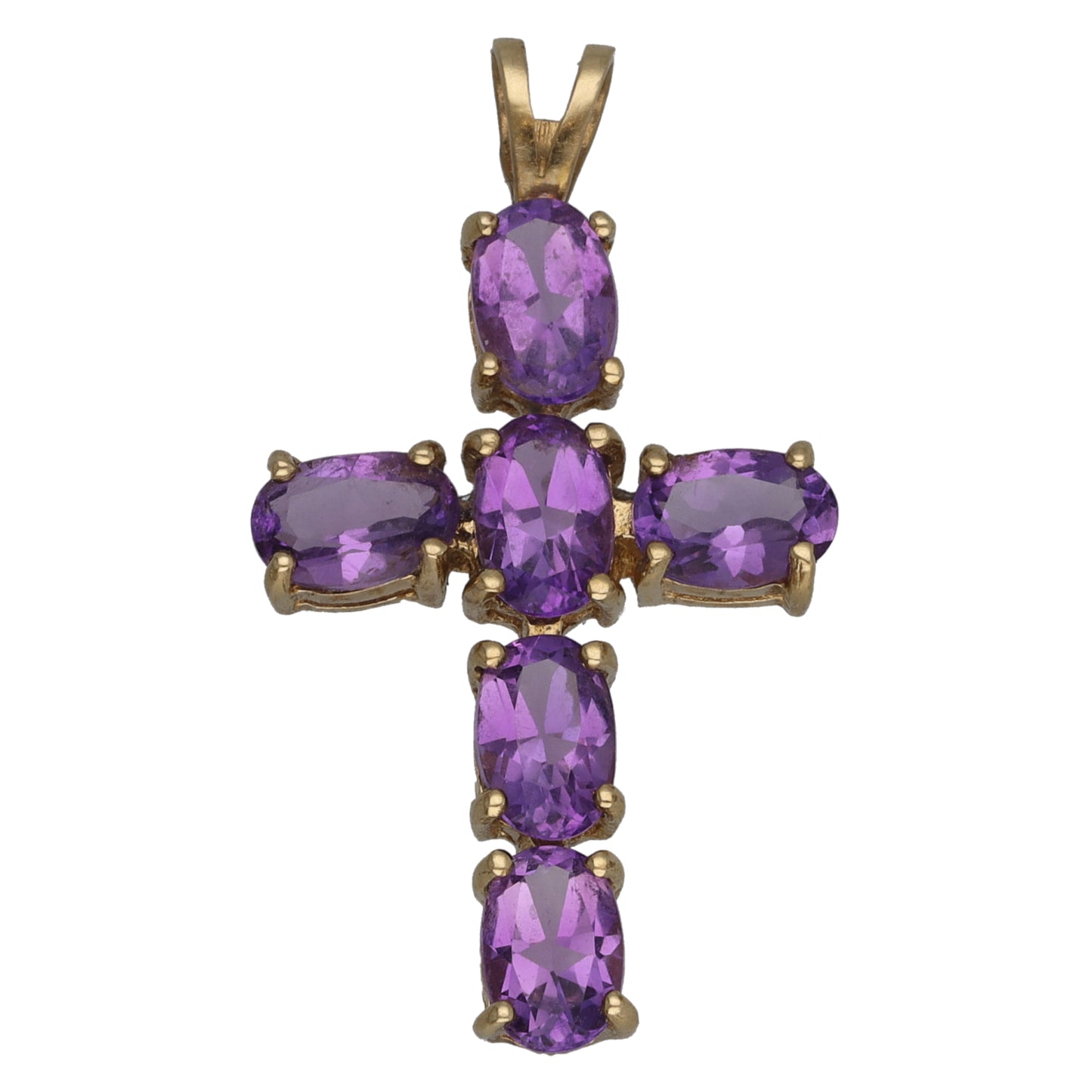 9ct Gold Amethyst Cross Pendant