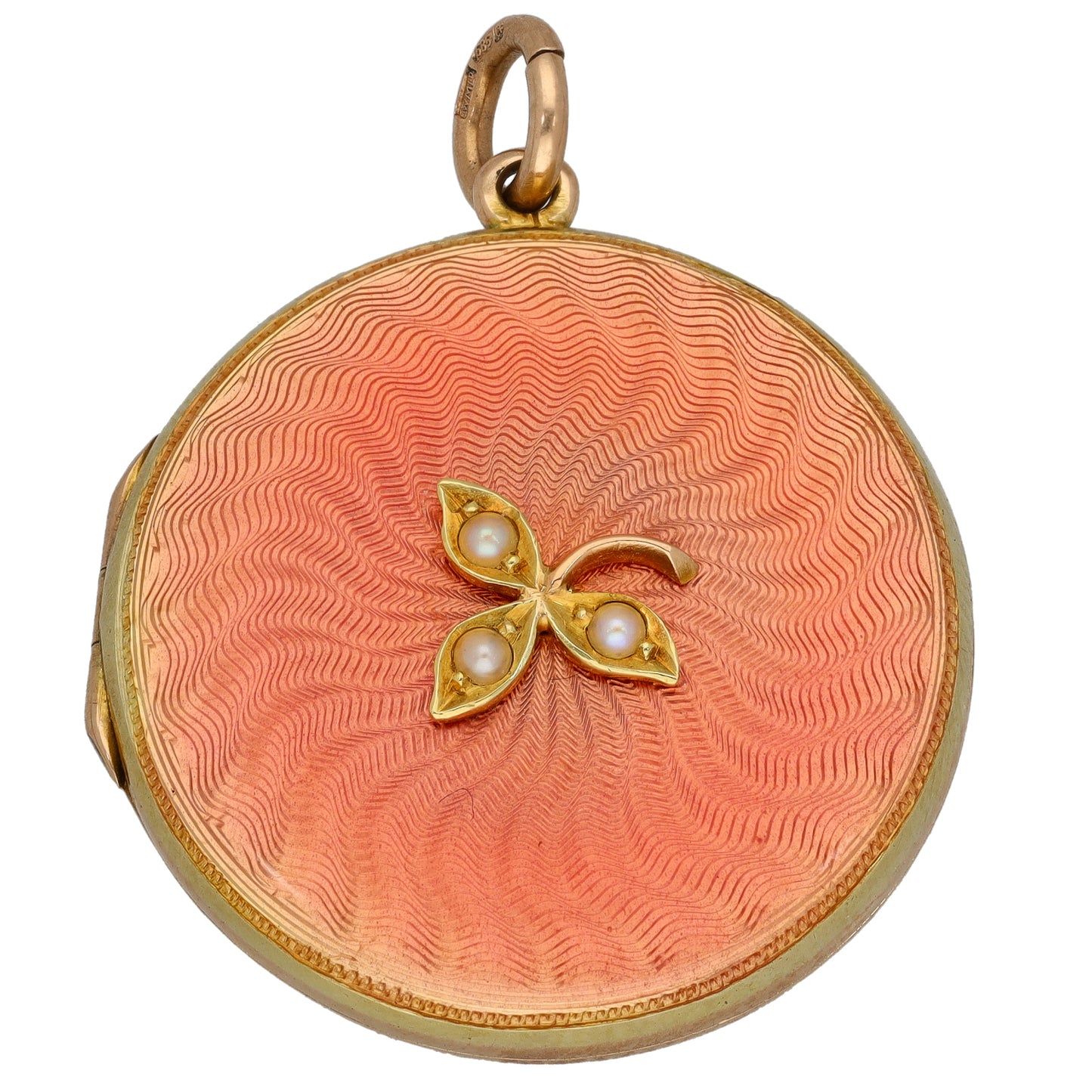 14ct Gold Pearl Patterned Locket Pendant