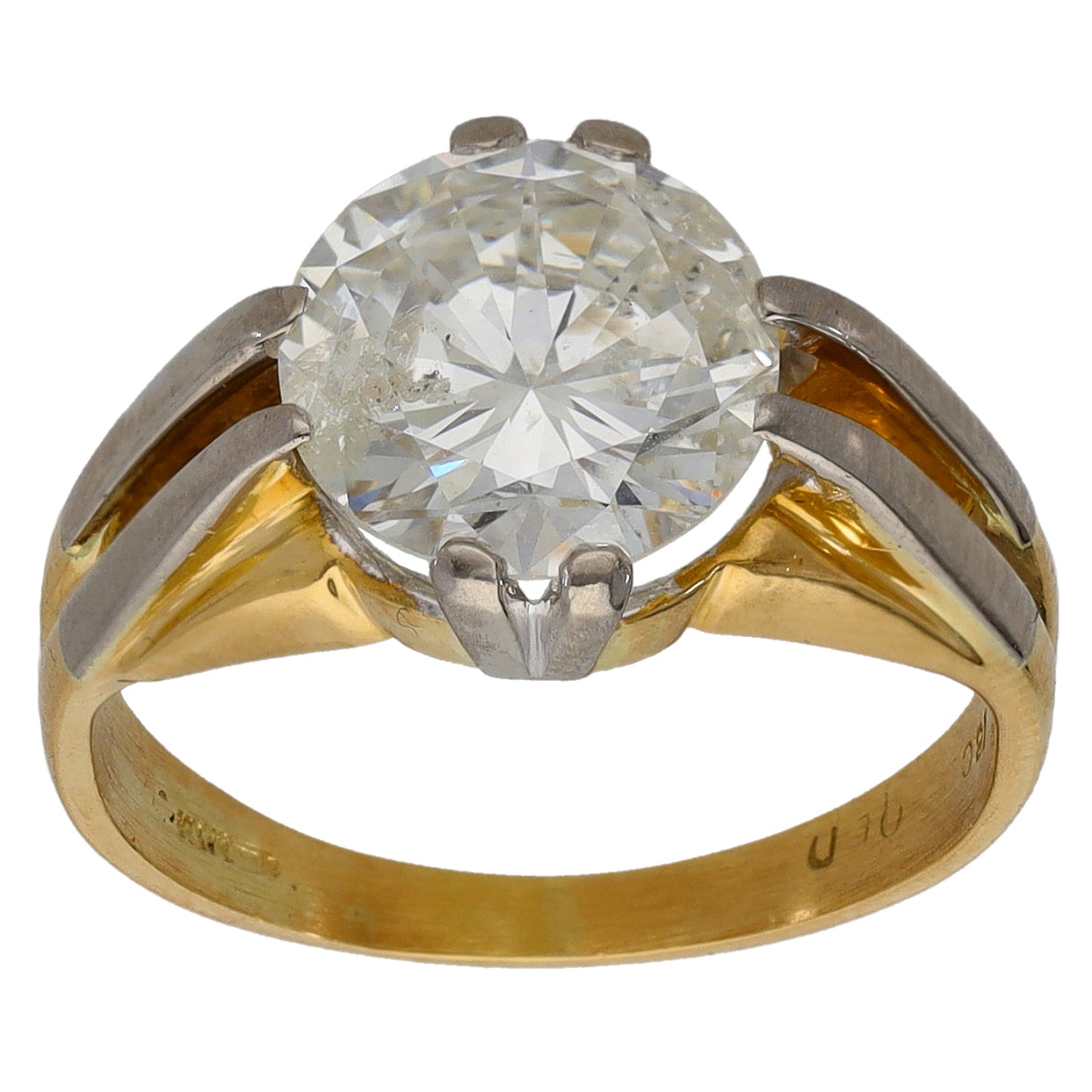 18ct Bi-Colour Gold 2.62ct Diamond Solitaire Ring Size L