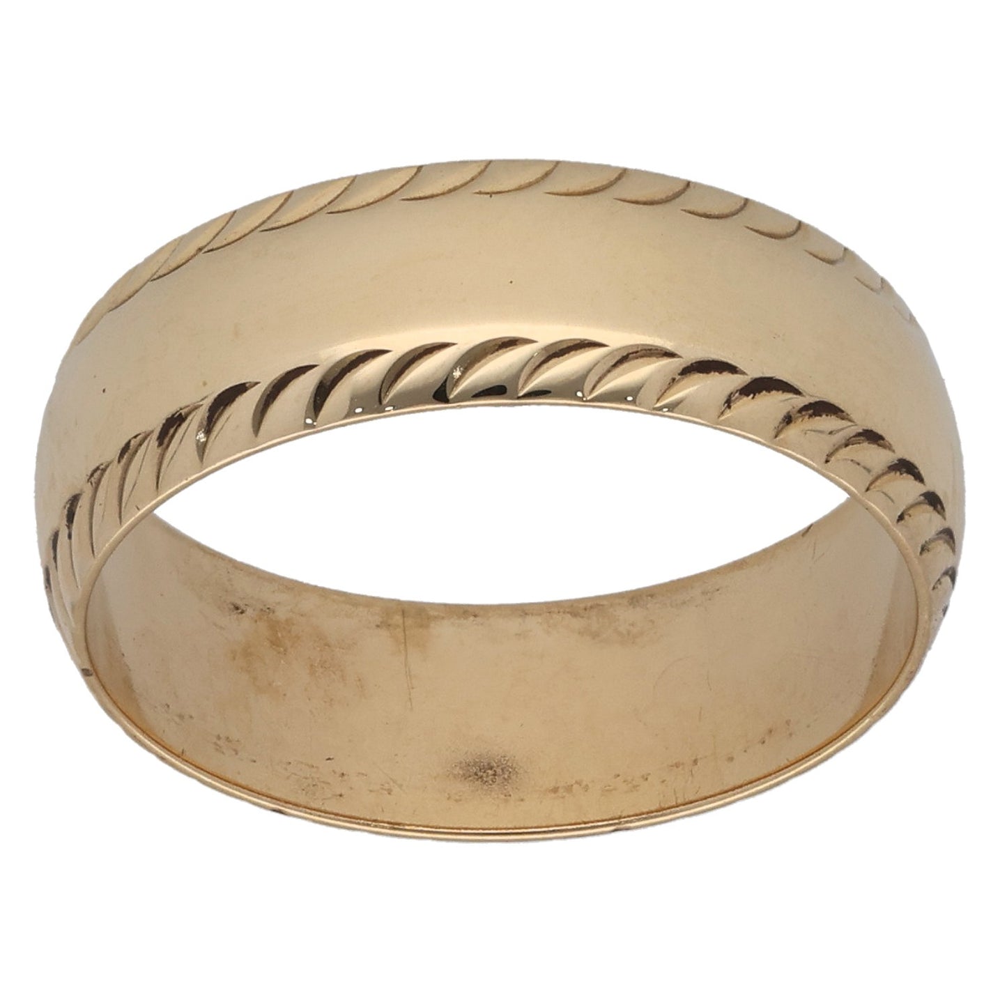 9ct Gold Patterned Wedding Ring Size L