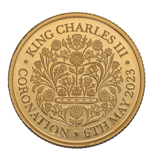 22ct Gold King Charles III Coronation Quarter Sovereign Coin 2023