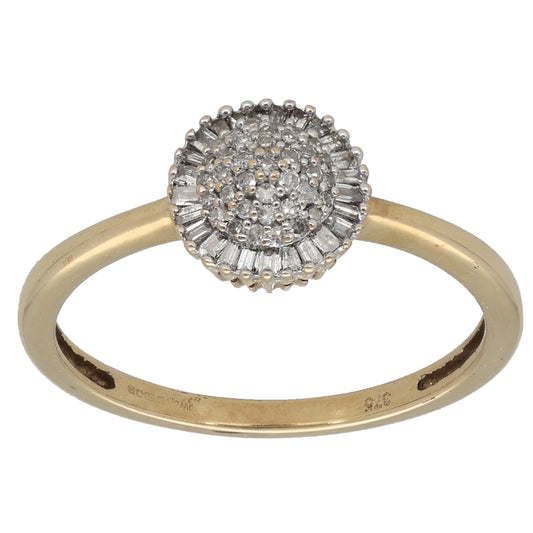 9ct Gold 0.24ct Diamond Cluster Ring Size N