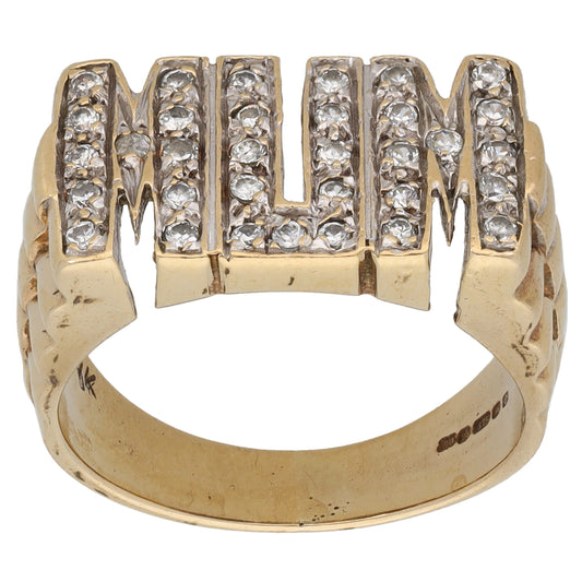 9ct Gold Cubic Zirconia Mum Ring Size O