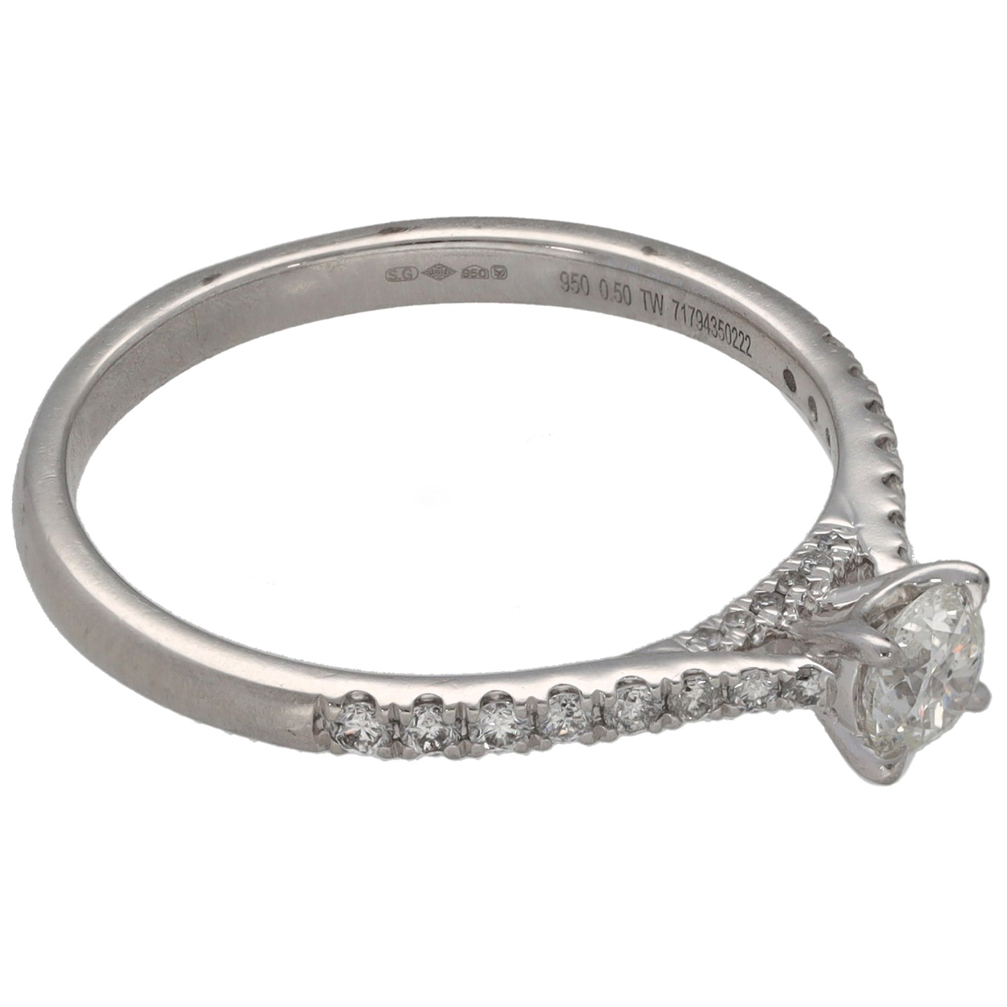 Platinum 0.50ct Diamond Solitaire Ring With Accent Stones Size P