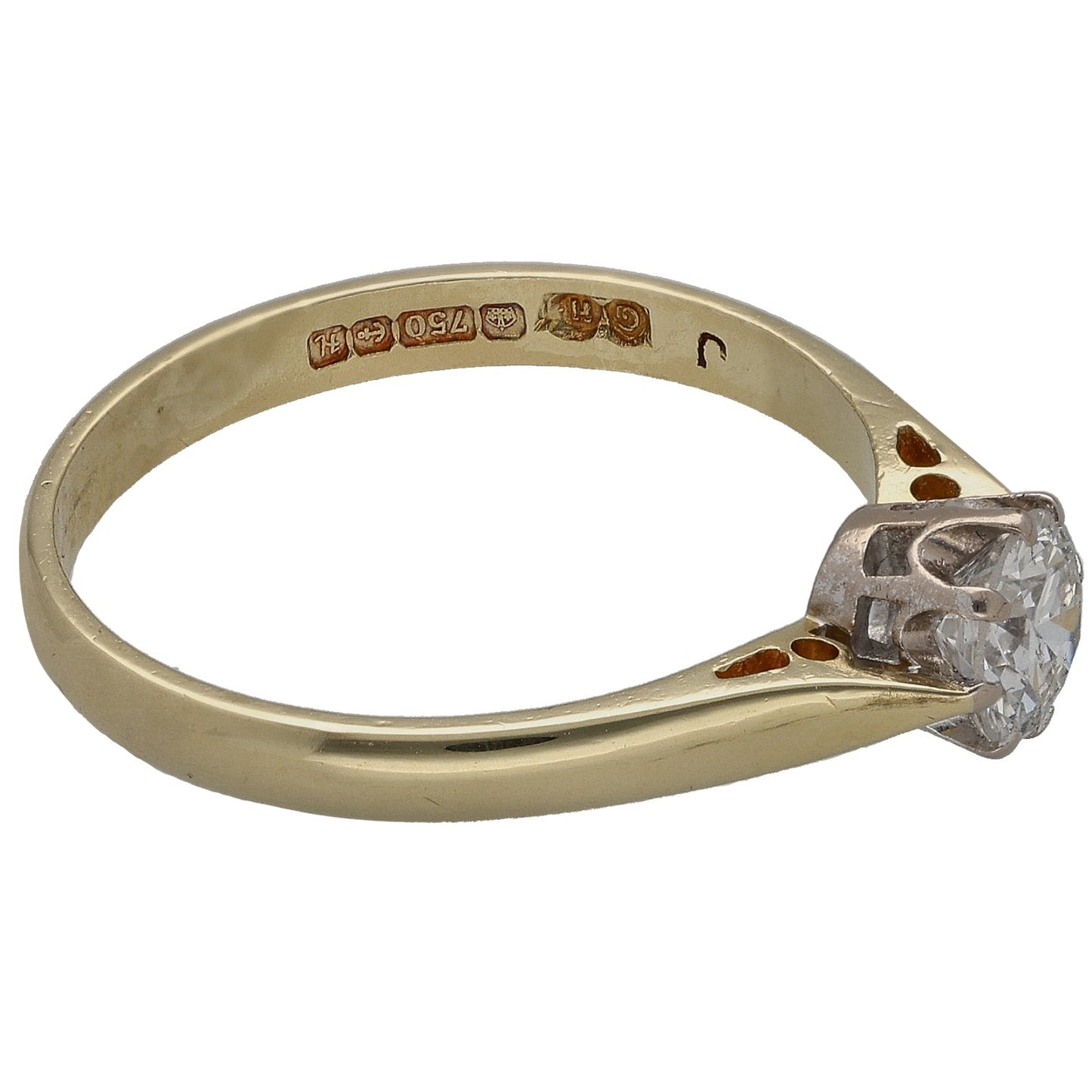 18ct Gold 0.50ct Diamond Solitaire Ring Size O