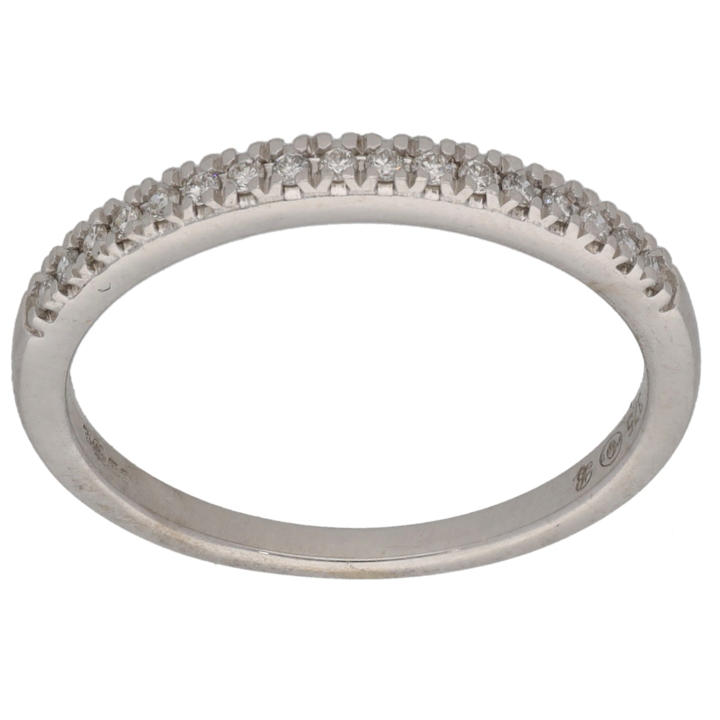 9ct White Gold 0.085ct Diamond Half Eternity Ring Size O