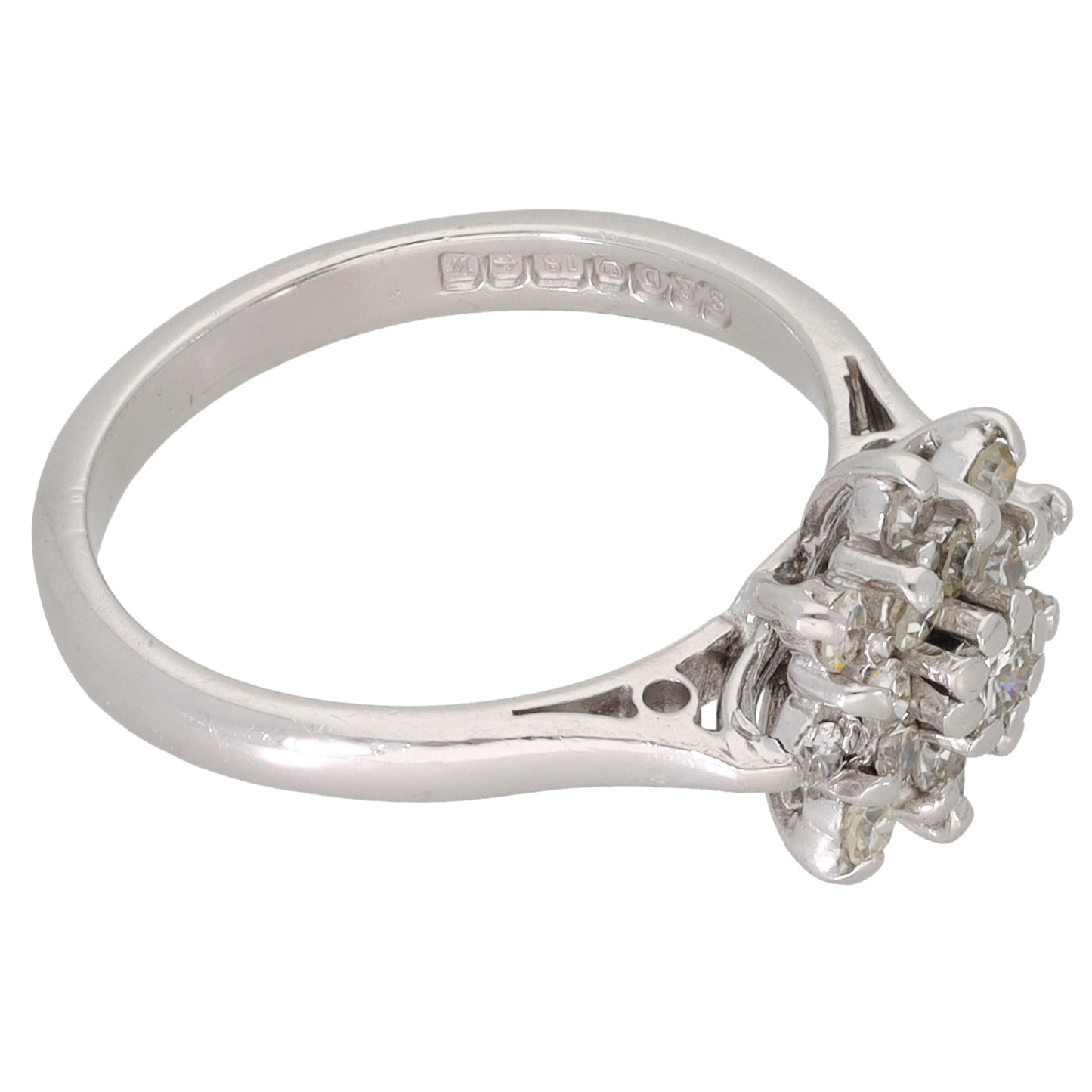 9ct White Gold 0.37ct Diamond Cluster Ring Size K