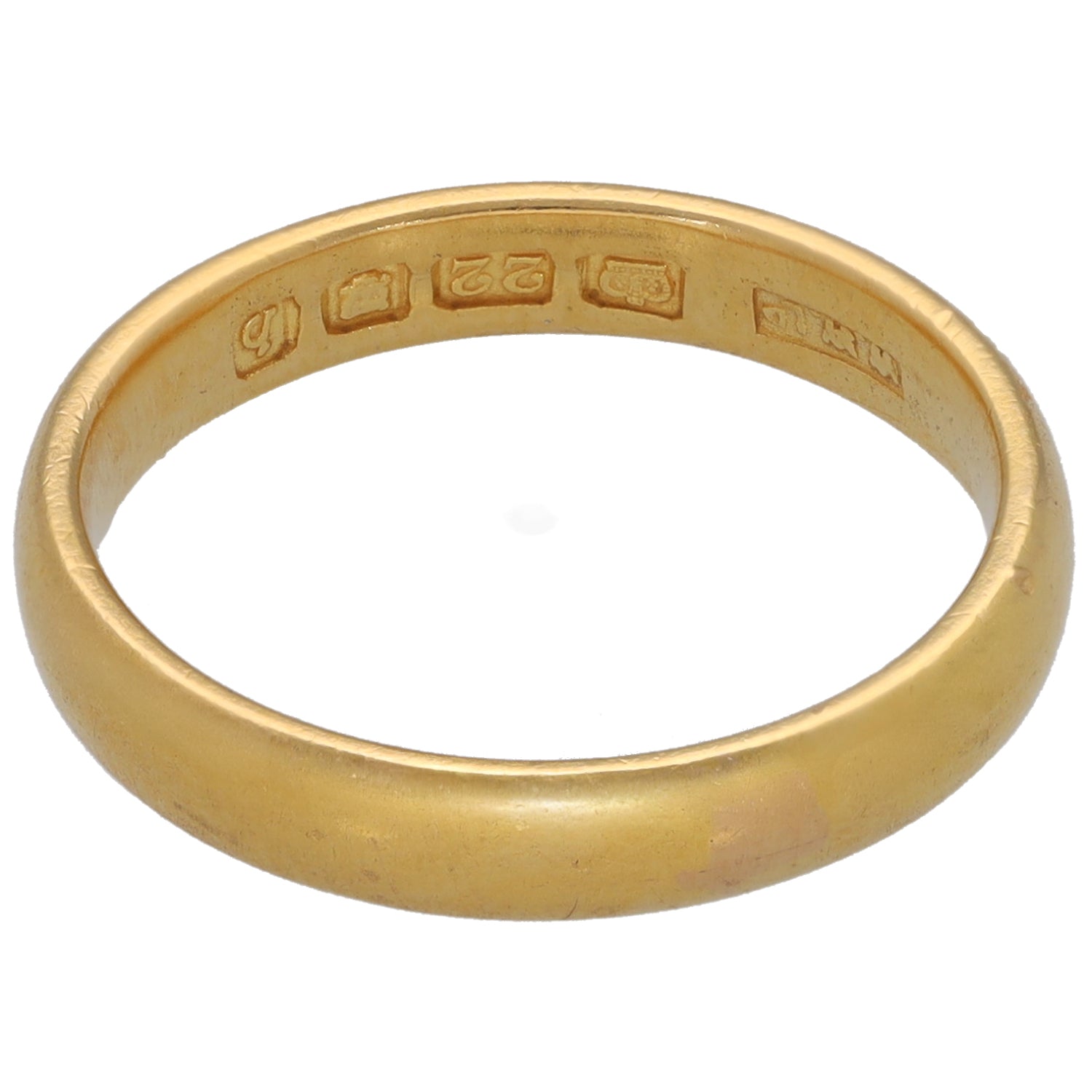 22ct gold wedding ring inside hallmark markings on inner band