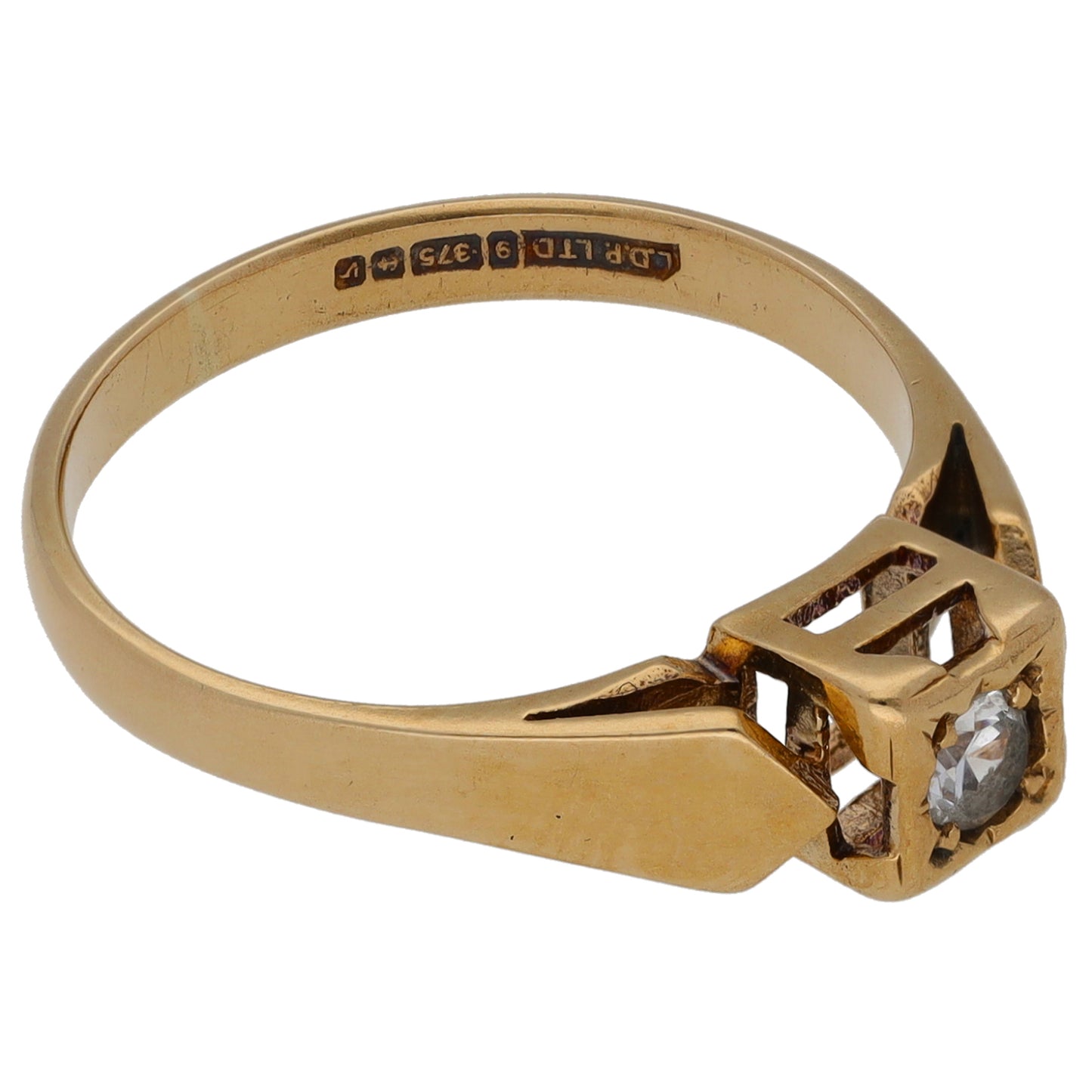 9ct Gold Cubic Zirconia Single Stone Ring Size N