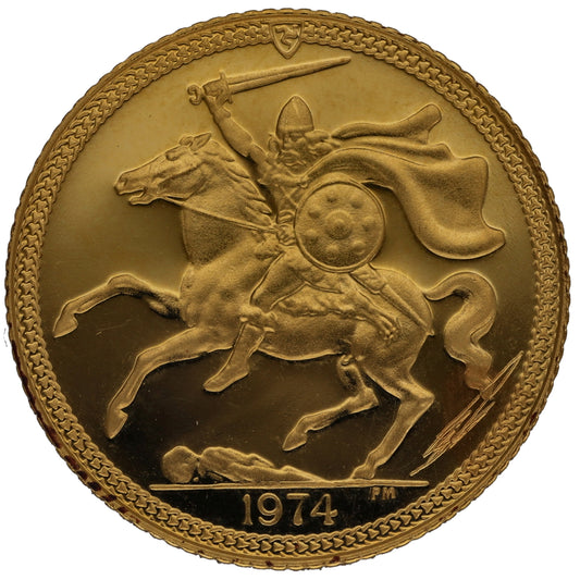22ct Gold Isle Of Man Half Sovereign Coin 1974
