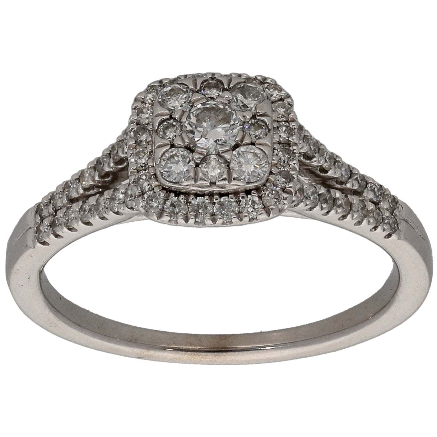 18ct White Gold 0.47ct Diamond Cluster Ring Size O