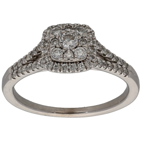 18ct White Gold 0.47ct Diamond Cluster Ring Size O