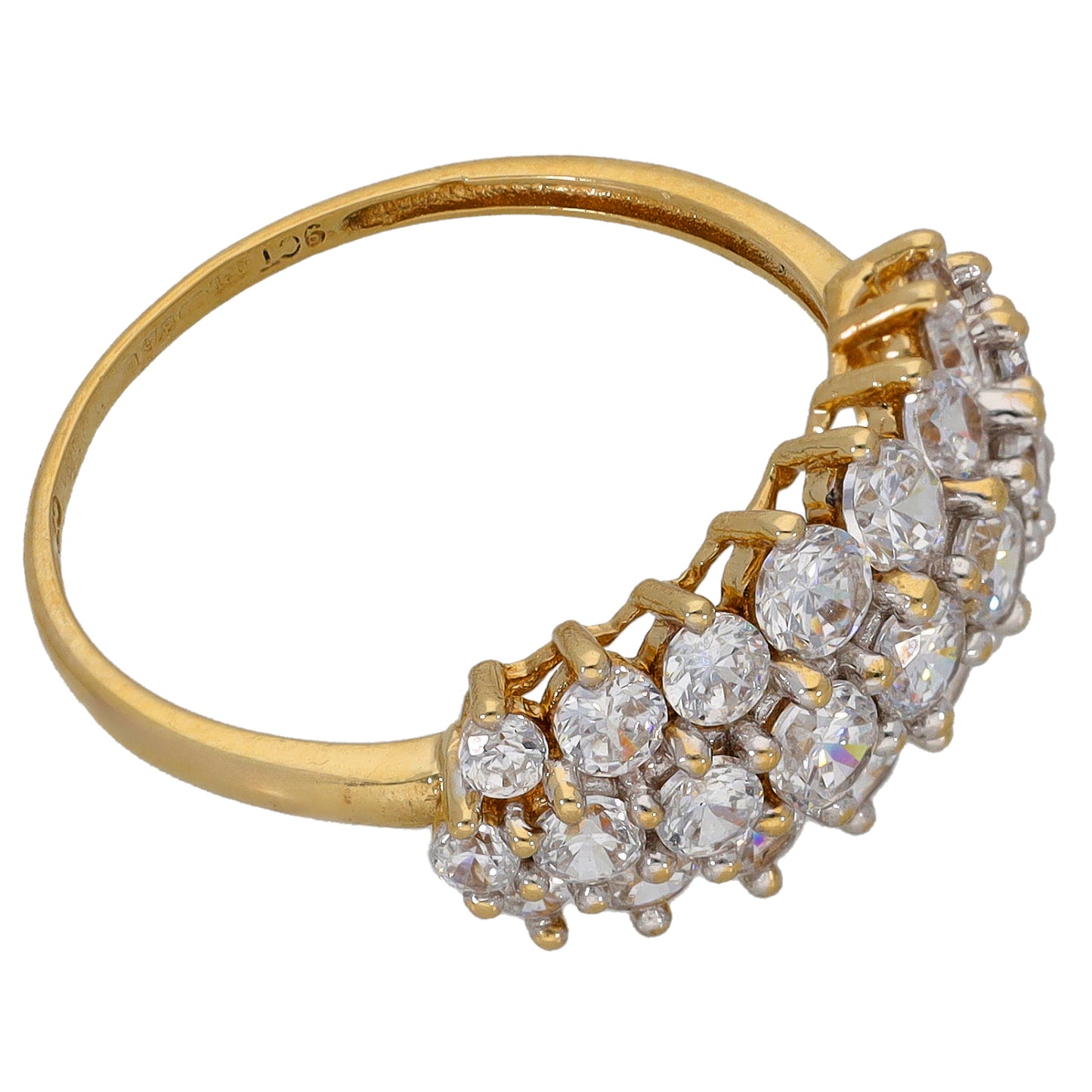 9ct Gold Cubic Zirconia Dress/Cocktail Ring Size P
