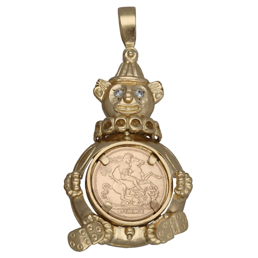9ct Gold Cubic Zirconia Clown Pendant