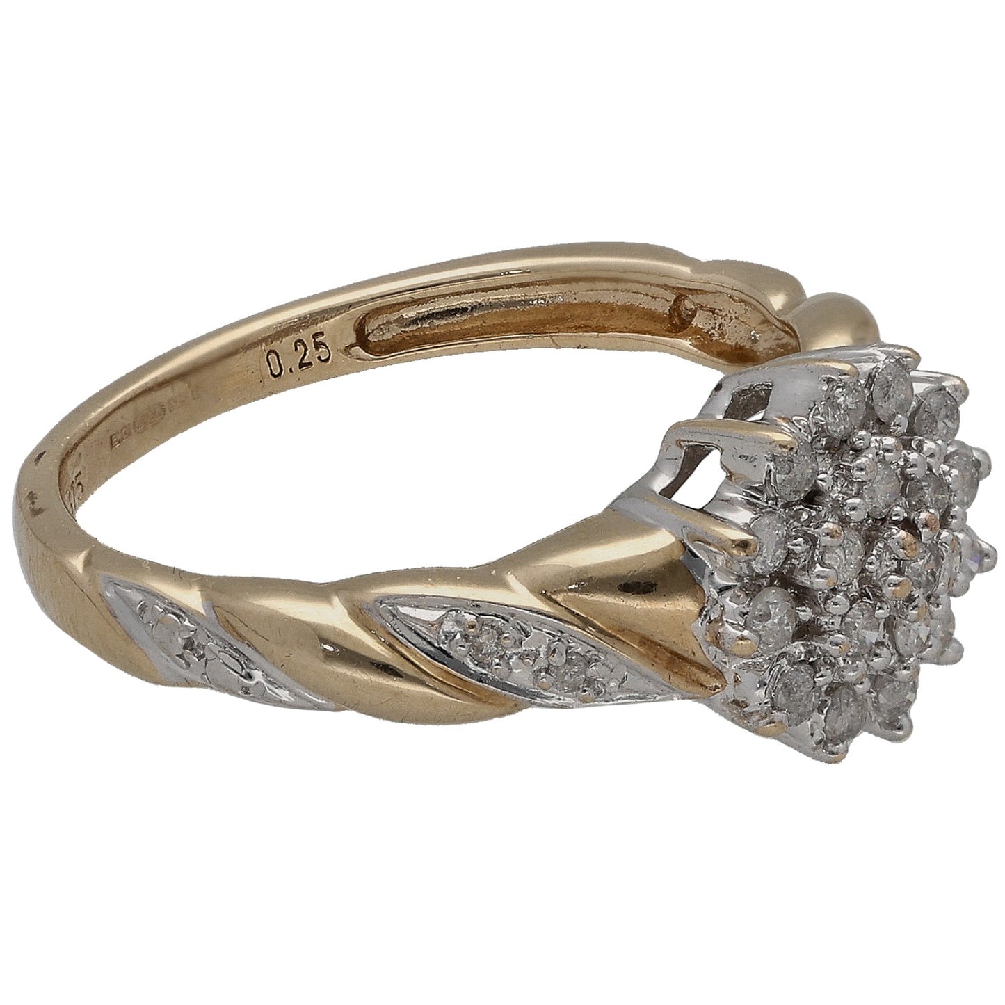 9ct Gold 0.23ct Diamond Cluster Ring Size M