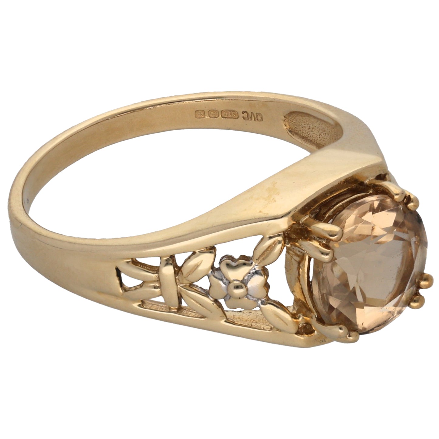 9ct Gold Quartz Single Stone Ring Size P