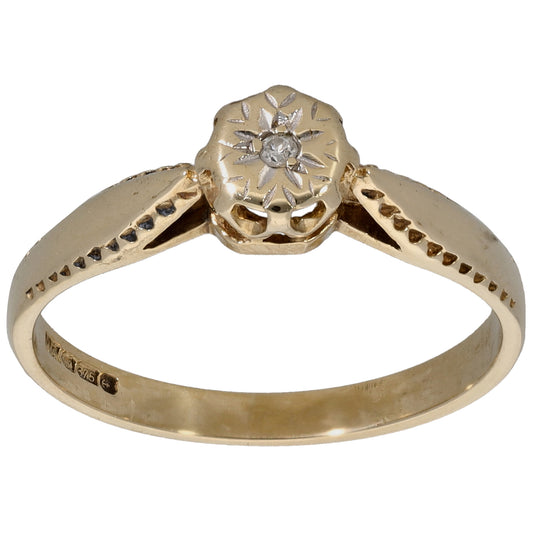 9ct Gold 0.02ct Diamond Solitaire Ring Size N