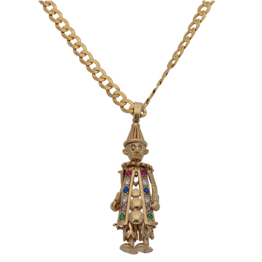 9ct Gold Imitation Clown Pendant With Chain