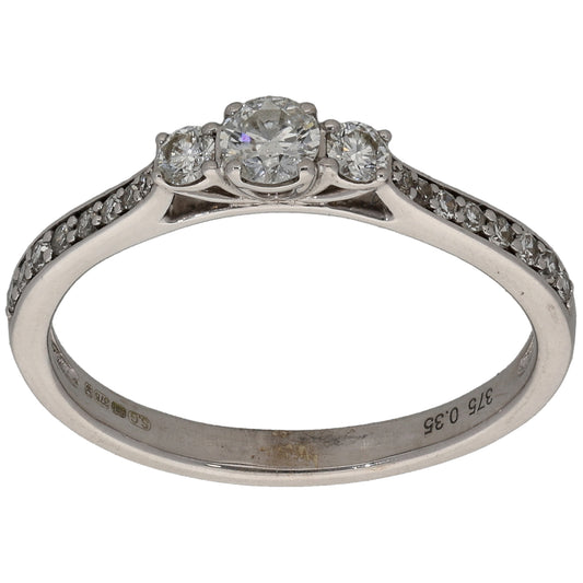 9ct White Gold 0.35ct Diamond Dress/Cocktail Ring Size N