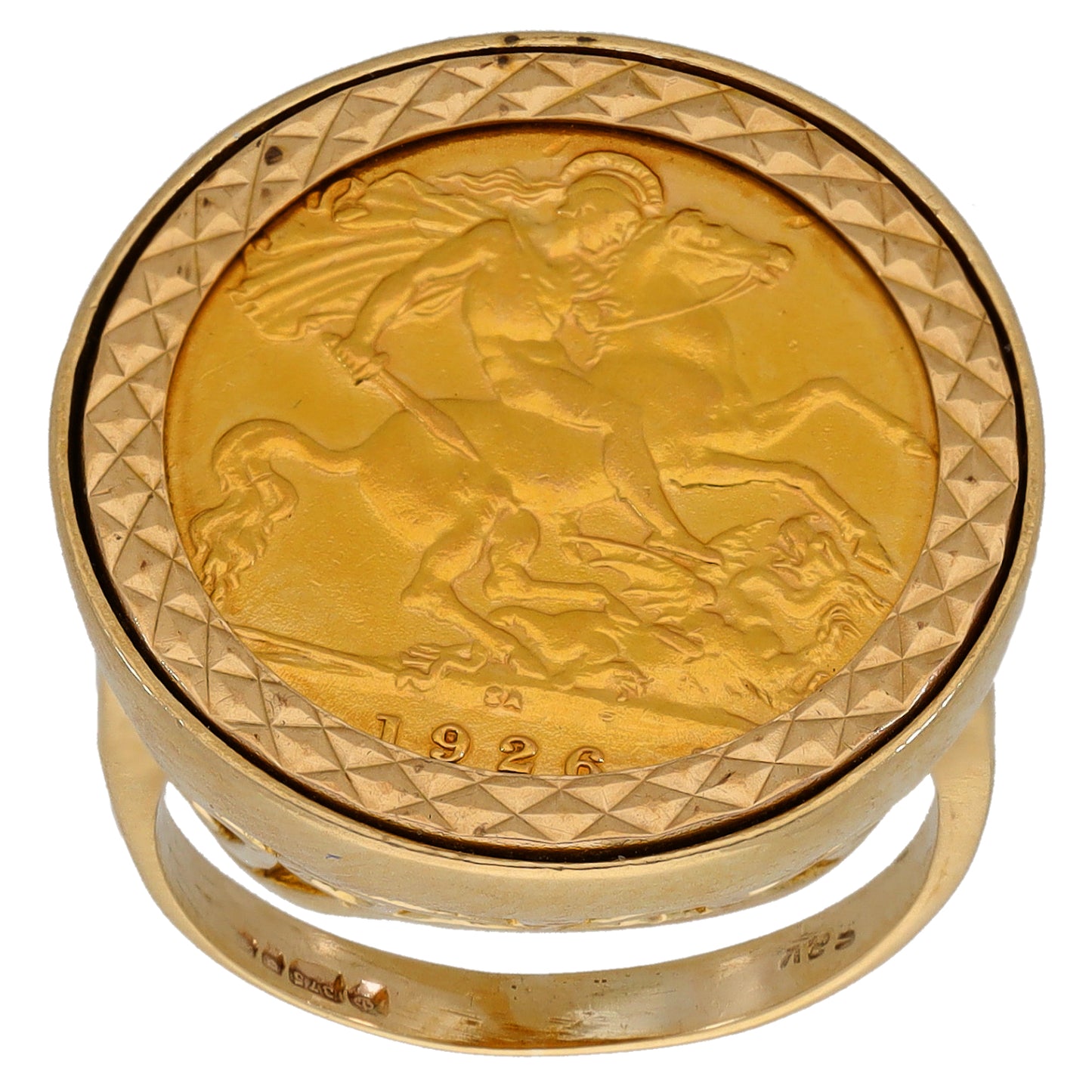 9ct Gold Half Sovereign Coin Ring Size N