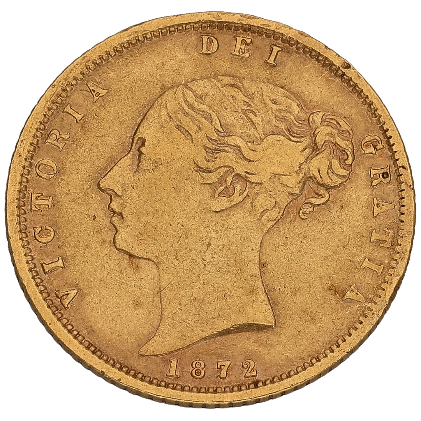 22ct Gold Queen Victoria Half Sovereign Coin 1872