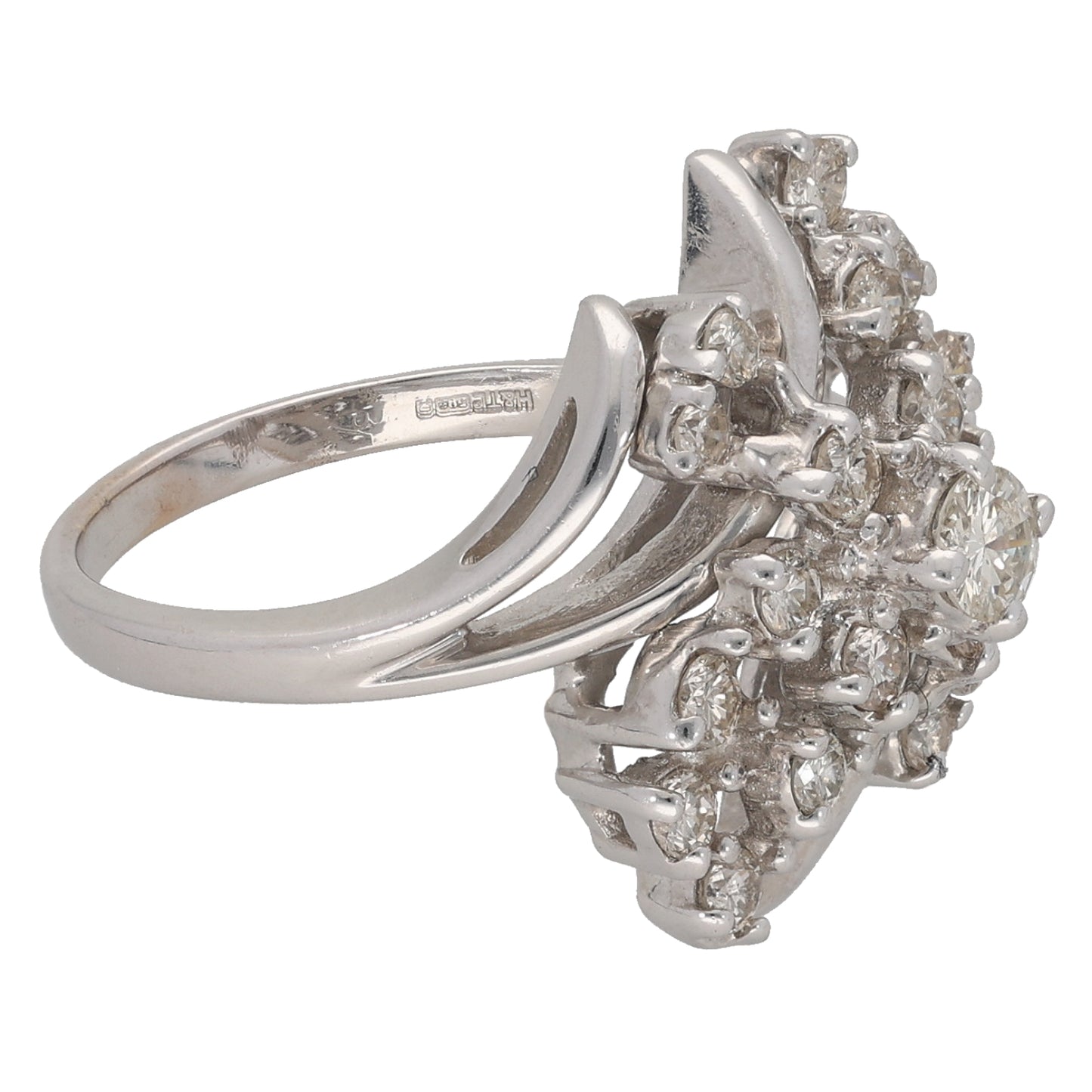 14ct White Gold 0.87ct Diamond Dress/Cocktail Ring Size M