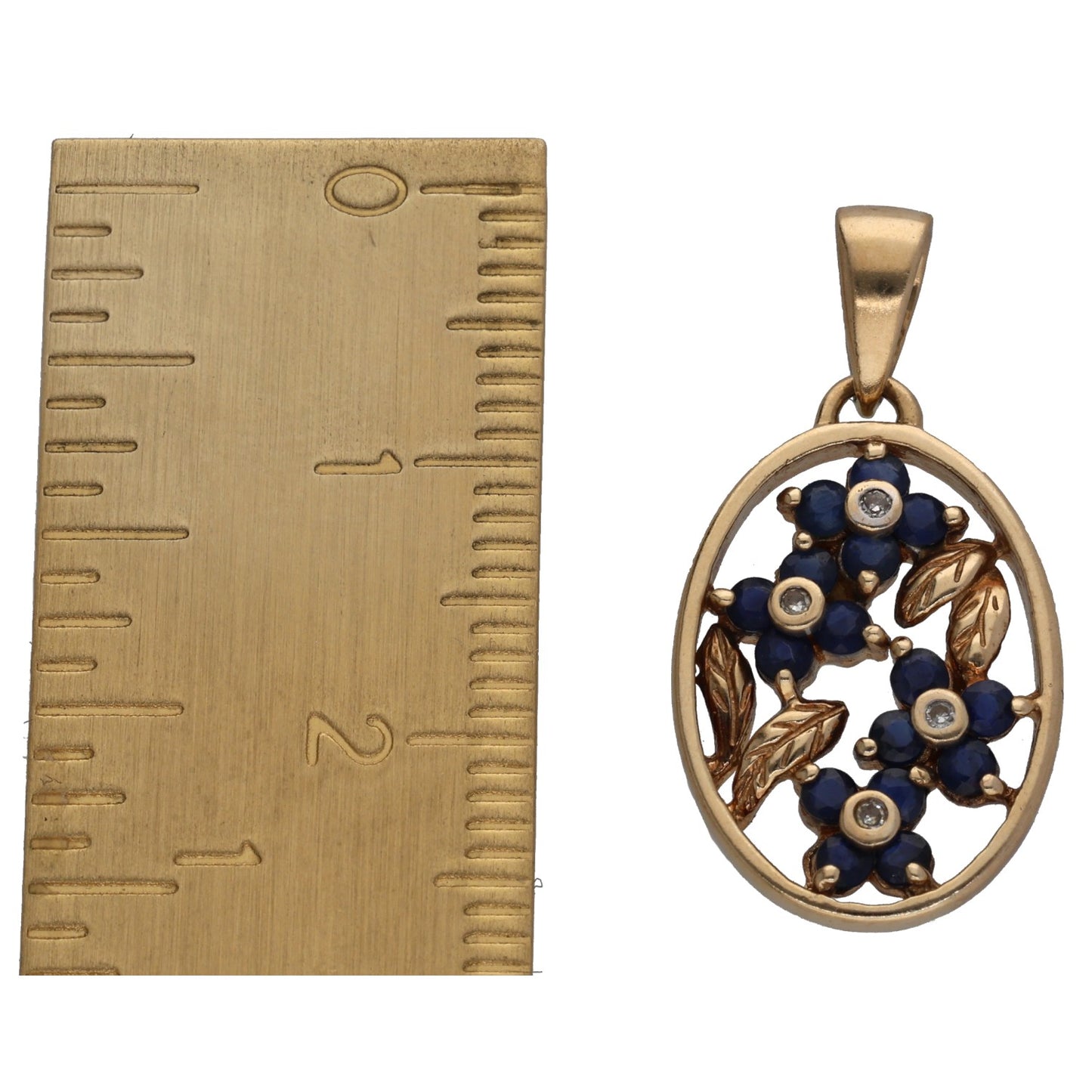 9ct Gold Sapphire & 0.02ct Diamond Dress/Cocktail Pendant