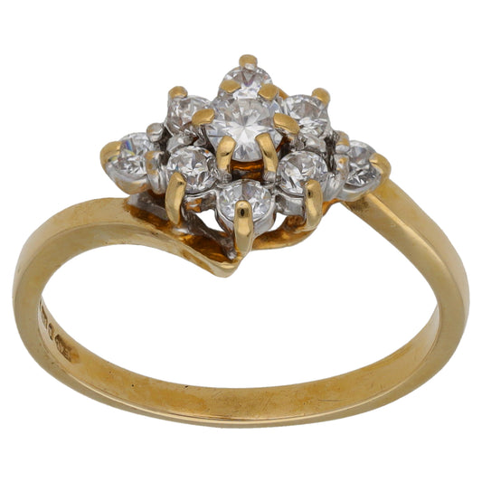 9ct Gold Cubic Zirconia Cluster Ring Size O