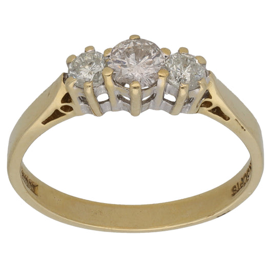 9ct Gold 0.50ct Diamond Trilogy Ring Size N