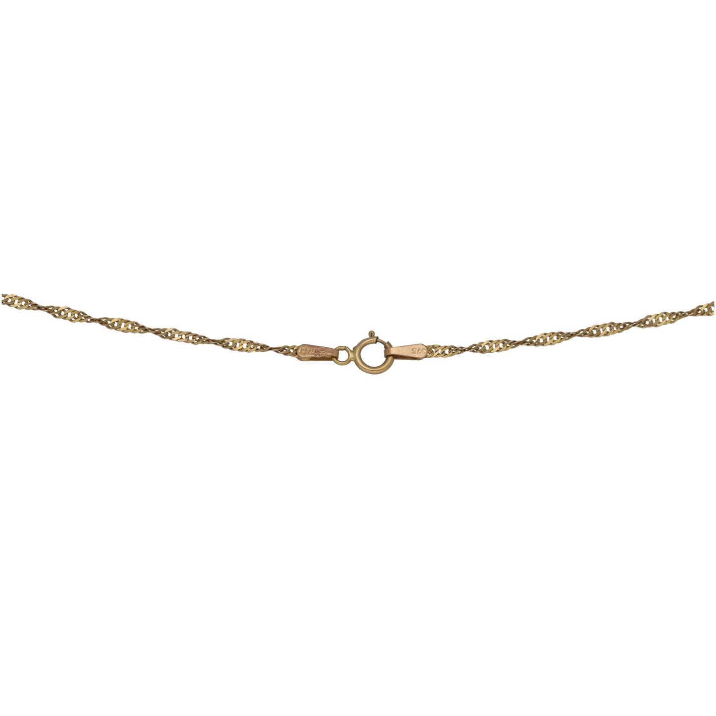 Gold link chain with lobster clasp and extender rings, no pendant visible